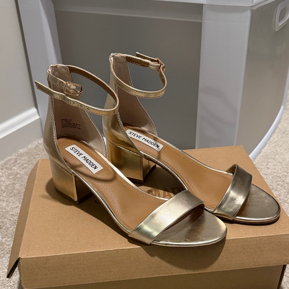Steve Madden Metallic Irenee Gold Heeled Sandals